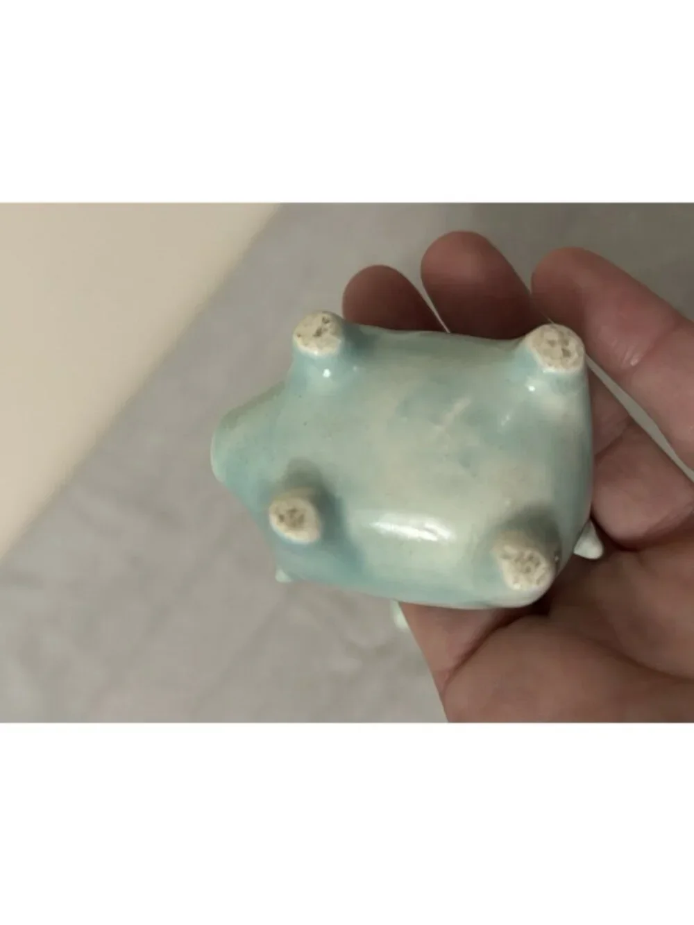 Vintage PAIR Stangl  Pottery Pig Ashtray Antique Blue Teal MCM